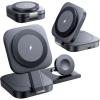 imageLISEN 3 in 1 Charging Station for Apple Magsafe Charger Travel Accessories Wireless Charger 3 in 1 for iPhone 16 15 Pro Max Magsafe Accessories Charger for Airpods iWatch iPhone 1216 BlackBlack