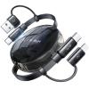 imageLISEN 5in1 Fast Charging Retractable Cable for iPhone iPad Samsung  60W Charger with USBCA Ports for Phones Tablets WhiteBlack