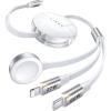 imageLISEN Retractable Car Charger for Multiple Travel Devices 3 in 1 Retractable USB C Cable Multi Fast Retractable Charging Cable Fit for Apple Watch 1098Ultra 2 iPhone 161514 Galaxy S24 36FTWhite