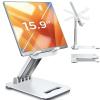imageLISEN Tablet Stand for iPad Stand Holder Desk Foldable Home Office Desk Accessories Travel for iPad Holder Dorm College Essentials Portable Monitor Stand Fits Tabs Kindle iPhone 4159quot Black Pearl Nacre White