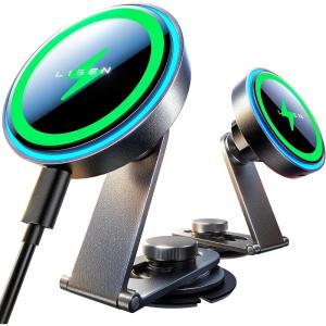 imageLISEN 15W Tesla for Magsafe Car Mount Charger for iPhone 16 PRP Max Holder for Car Wireless Charger All Metal Tesla Model 3 Y X S 2024 Accessories Fit iPhone 16 Pro Max15 Plus 14 13 12 MagSafe Case