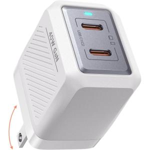 imageLISEN 40W USB C Charger Block2 Port Compact Foldable GaN Charger Compatible with iPhone 16 15 14 13 12 Pro Max 10 SE X XS 8 Plus Samsung Galaxy S23 22 S21 S20 Power Block Fast ChargingWhiteWhite
