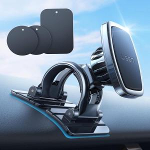 imageLISEN Magnetic Car Phone Mount for iPhone and Android with 6 Magnets and Adjustable Arch Design BlackBlack