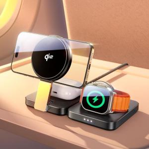 imageLISEN for Qi2 Magsafe Charger 15W3 in 1 Charging StationTravel Charging Station and Foldable Wireless Charger Multiple Devices Fit iPhone 16 15 14 13 12 Pro Max ampamp Apple Watch ampamp Airpodssilver