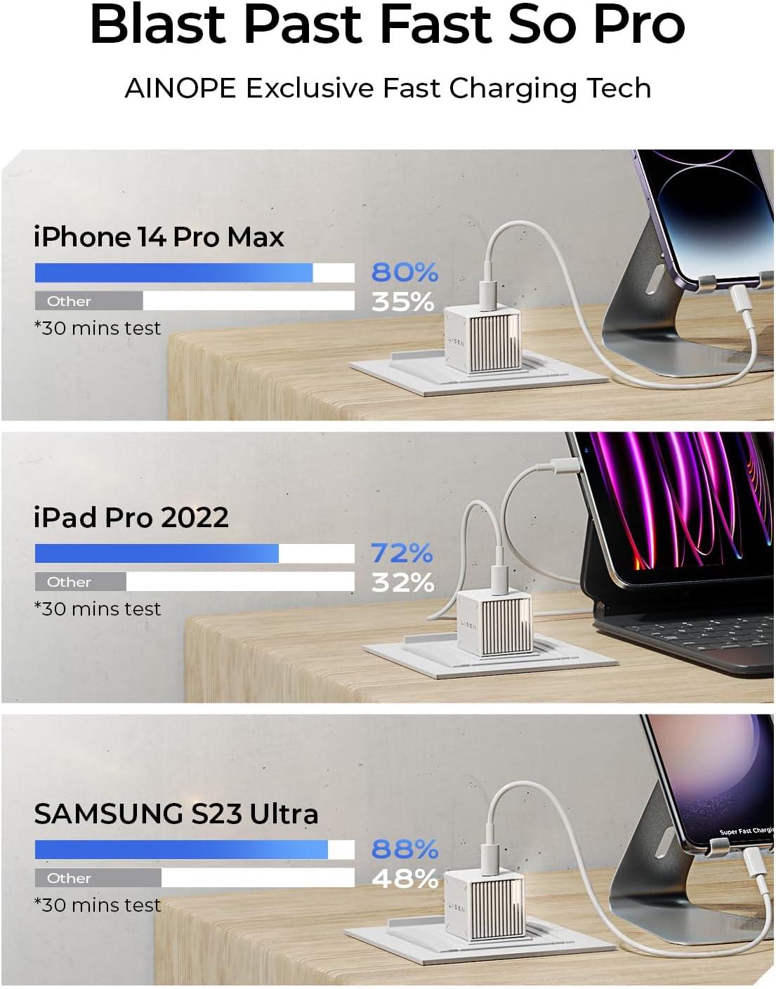 imageUSB C Charger Block 30W GaN PD Fast Charger Cooling Design USBC Wall Charger Adapter Mini Size Type C Charger Fast Charging for iPhone 141312 Pro Max iPad ProAir iWatch Samsung PPS 25W