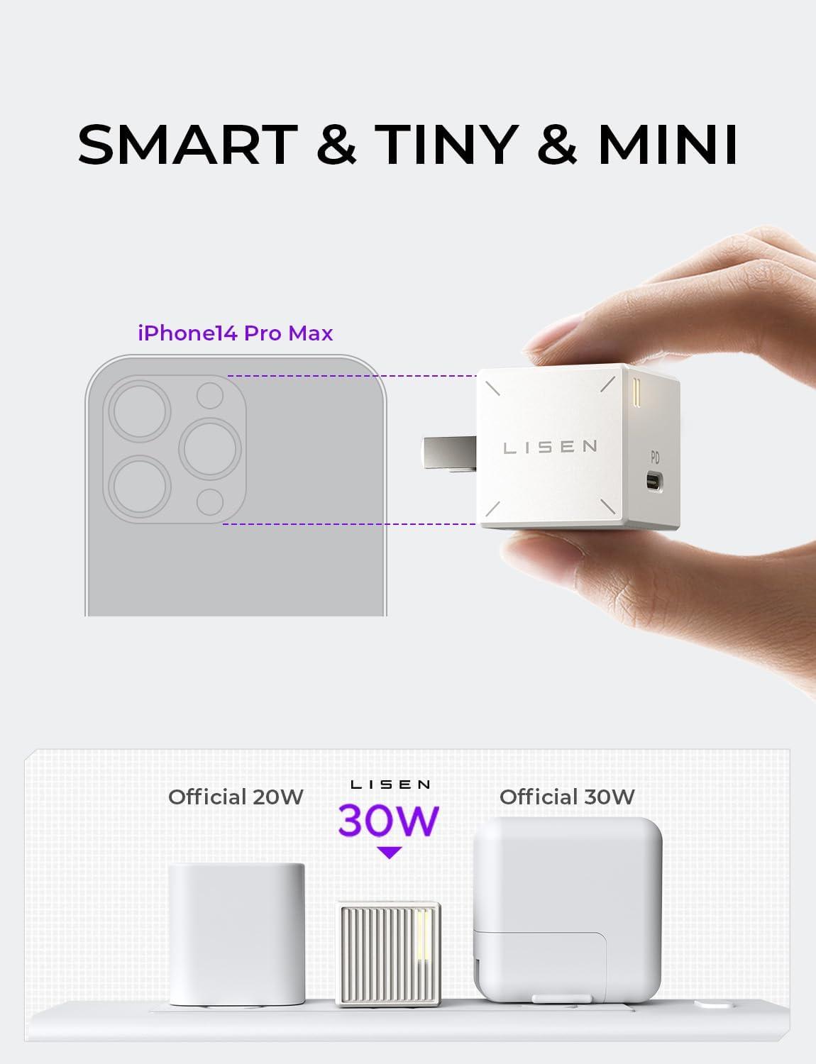 imageUSB C Charger Block 30W GaN PD Fast Charger Cooling Design USBC Wall Charger Adapter Mini Size Type C Charger Fast Charging for iPhone 141312 Pro Max iPad ProAir iWatch Samsung PPS 25W