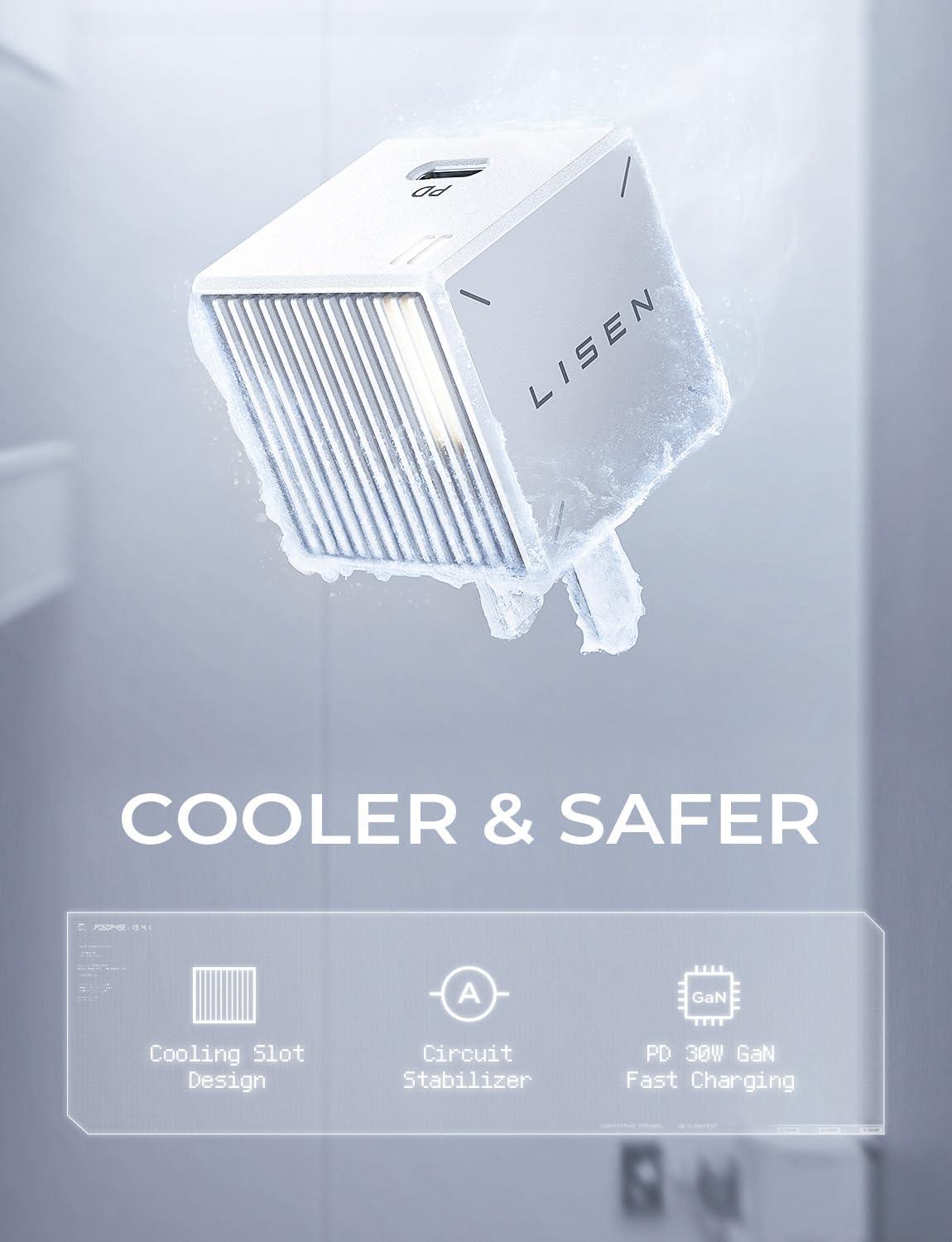 imageUSB C Charger Block 30W GaN PD Fast Charger Cooling Design USBC Wall Charger Adapter Mini Size Type C Charger Fast Charging for iPhone 141312 Pro Max iPad ProAir iWatch Samsung PPS 25W