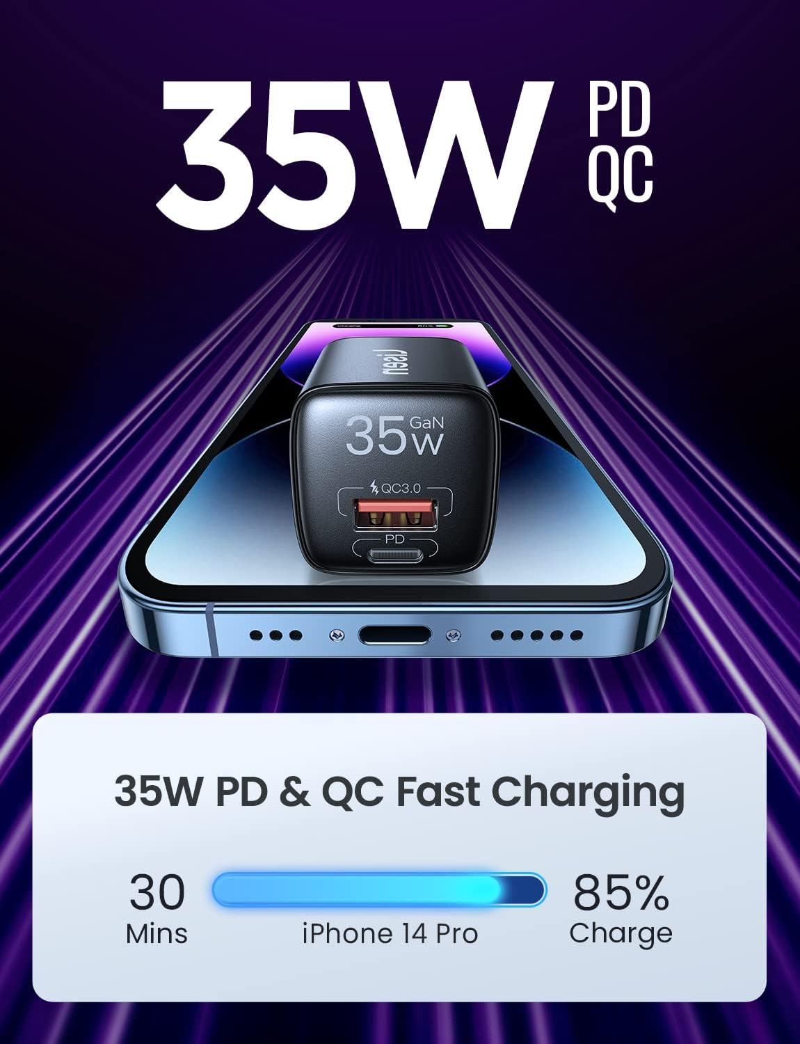 imageUSB C Wall Charger 35W35W GaN III LISEN Dual Port USB C Fast Charger PD 30QC 30 PintSized Type C Charger Fast Charging for iPhone 1413MiniProPro Max iPad ProAir PPS 25W