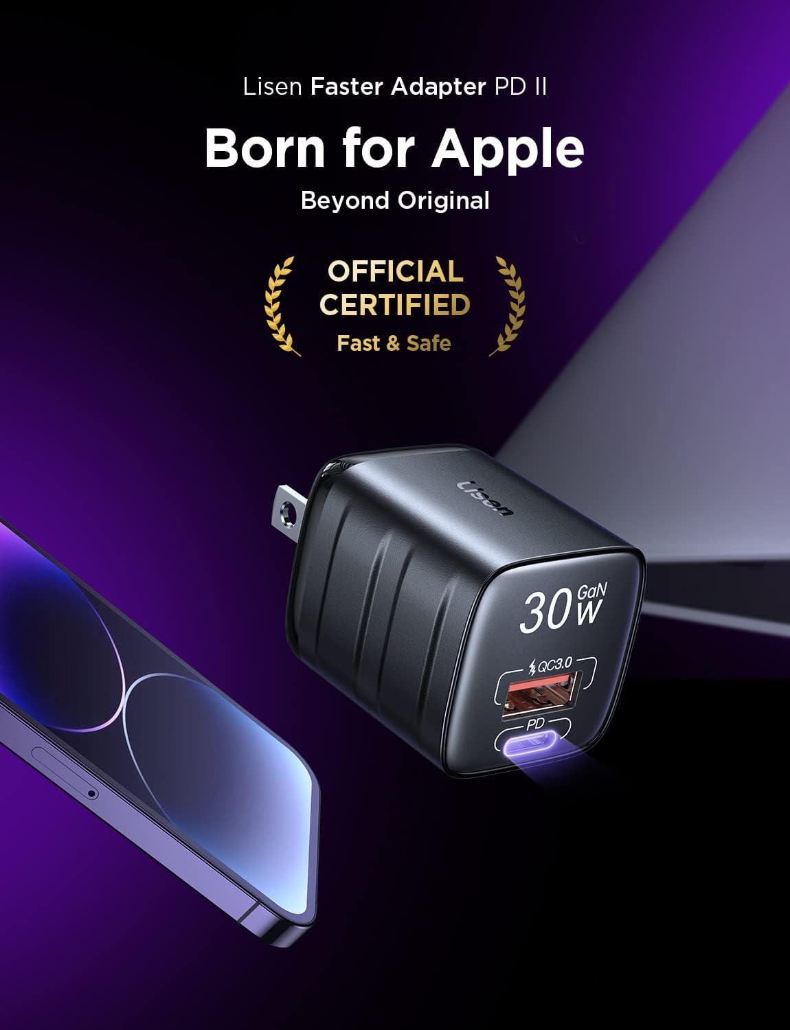 imageUSB C Wall Charger 35W35W GaN III LISEN Dual Port USB C Fast Charger PD 30QC 30 PintSized Type C Charger Fast Charging for iPhone 1413MiniProPro Max iPad ProAir PPS 25W