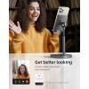 imageLISEN Cell Phone Stand Adjustable for iPhone Phone Holder for Desk Office Desk Accessories Computer PC for iPhone Stand Gaming Essentials Fit Otterbox Case Phones Switch Kindle iPad Air Tablet 410in3X STABLE WEIGHTED BASE Gray
