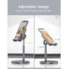 imageLISEN Cell Phone Stand Adjustable for iPhone Phone Holder for Desk Office Desk Accessories Computer PC for iPhone Stand Gaming Essentials Fit Otterbox Case Phones Switch Kindle iPad Air Tablet 410in3X STABLE WEIGHTED BASE Gray
