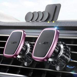 imageLISEN 2 Pack Magnet for Phone Car Mount Magnetic Phone Holder for Your Car Vent 6 Military Magnets Vent Cell Phone Holder Mount for Car Plate Fit All iPhone 16151413 Pro Max Plus Samsung S25Pink