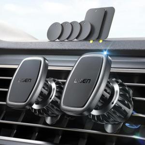 imageLISEN 2 Pack Magnet for Phone Car Mount Magnetic Phone Holder for Your Car Vent 6 Military Magnets Vent Cell Phone Holder Mount for Car Plate Fit All iPhone 16151413 Pro Max Plus Samsung S25Black