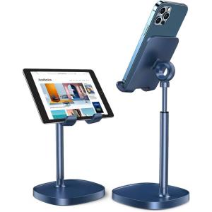 imageLISEN Cell Phone Stand Adjustable for iPhone Phone Holder for Desk Office Desk Accessories Computer PC for iPhone Stand Gaming Essentials Fit Otterbox Case Phones Switch Kindle iPad Air Tablet 410inBlue