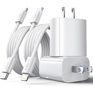 imageiPad Charger Fast Charging 2 Pack 20W PD iPad Charger for iPad Pro 12911 inch iPad Air 5th4th iPad Mini 6iPad 10th iPhone 1515 PlusPro Max Fast Charger Block with Lighting and USB C Cable