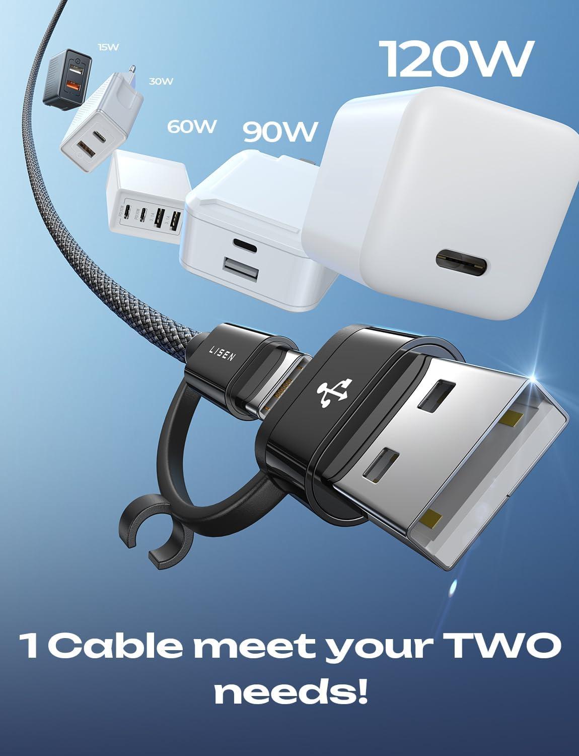 imageLISEN for iPhone 16 Type Charger Cable 2 Pack66ft 60W USB C for iPhone Charger Fast Charging USB A to USB C Cable for Apple USB to Cable Fit iPad mini Pro Air MacBook SamsungBlack