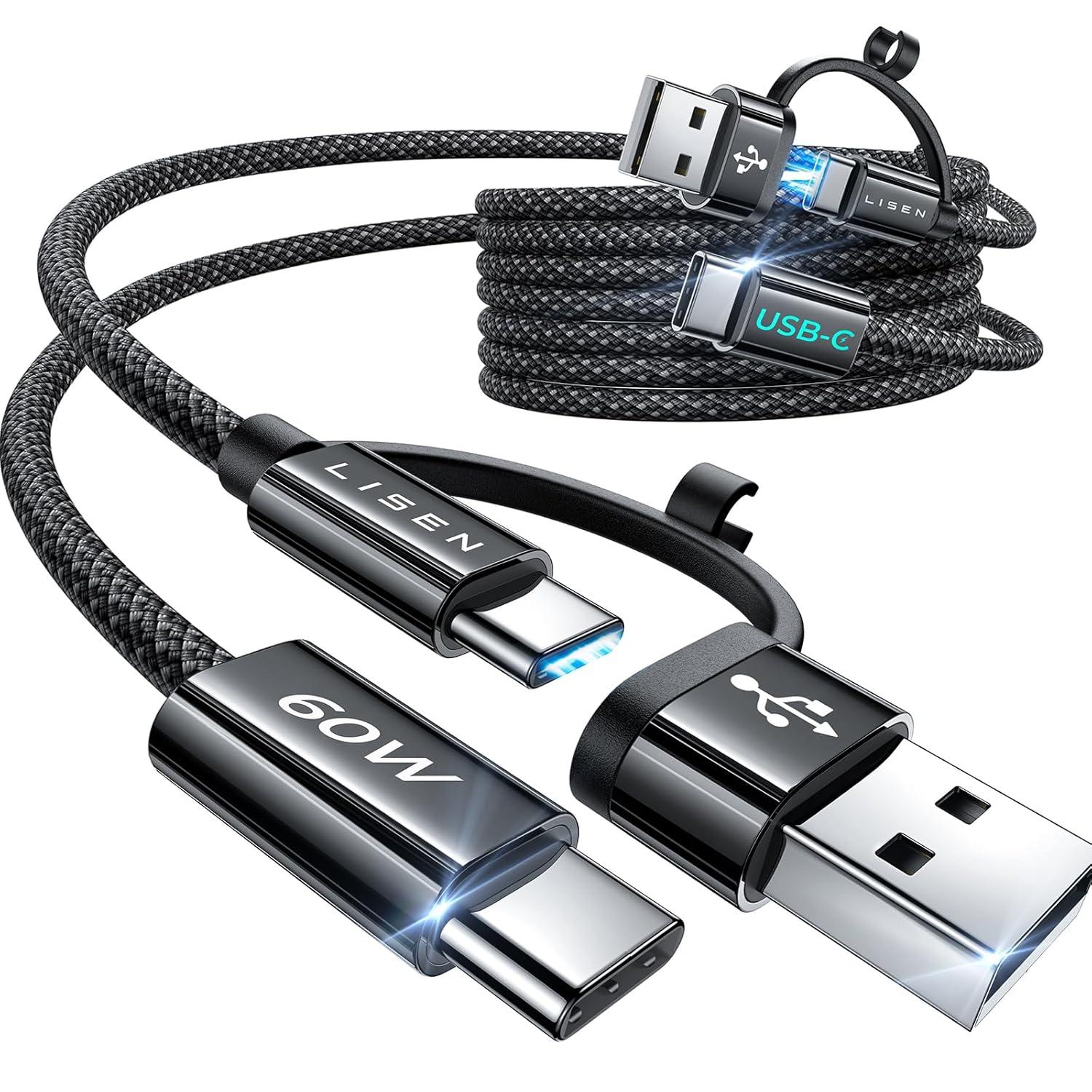 imageLISEN for iPhone 16 Type Charger Cable 2 Pack66ft 60W USB C for iPhone Charger Fast Charging USB A to USB C Cable for Apple USB to Cable Fit iPad mini Pro Air MacBook SamsungBlack