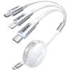 imageLISEN 60W35A Multi Charging Cable Retractable iPhone 16 Charger Cord with Type CLMicro USB Ports Compact for Travel Samsung Kindle White
