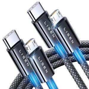 imageLISEN 2Pack USB C to Micro USB Cable 33FT Nylon Braided MicroUSB to USB C Cable 24A Chargingampamp480Mbps Data Transmission for Type C Wall ChargersPS4Xbox OneOld KindleAndroidampampSamsung S7 S6 S533FT33FT