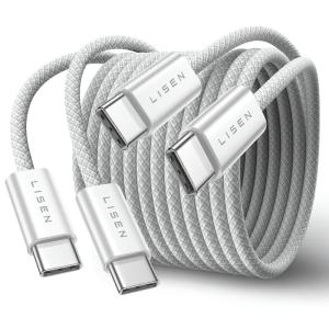 imageLISEN 333366FT USB C to USB C Cable for iPad Pro 13 129 11 inch iPad Air 5 4 Mini 63Pack 60W iPad Charger Cord Fast Charging for iPad 2024MacBook Air MacBook Pro iPhone 15 Pro Max PlusWhite