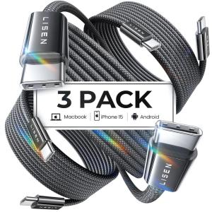 imageLISEN 333366FT USB C to USB C Cable for iPad Pro 13 129 11 inch iPad Air 5 4 Mini 63Pack 60W iPad Charger Cord Fast Charging for iPad 2024MacBook Air MacBook Pro iPhone 15 Pro Max PlusBlack