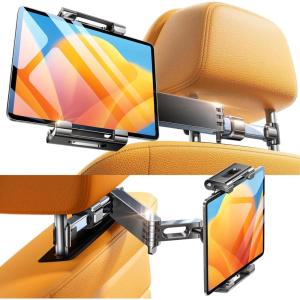 imageLISEN Extendable Tablet iPad Car Holder Back Seat for Kids iPad Headrest Mount for Car Road Trip Must Haves Essentials Tablet iPad Car Mount Accessories Compatible with 2024 iPad Pro Fire