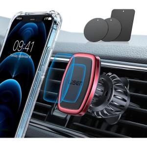 imageLISEN Magnetic Phone Holder for Car  Upgraded Clip Ultra 6 Strong Magnets Car Phone Holder Case FriendlySoporte de Telefono para carro for Galaxy S25 Ultra 467 inch Smartphones BlackRed