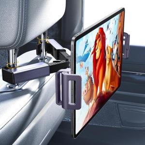imageLISEN Tablet iPad Holder for Car Mount Headrest Must Have iPad Car Holder Back Seat Travel Accessories Long Road Trip Essentials for Kids Adults Fits All 47129quot Devices ampamp Headrest Rod Blackpurple