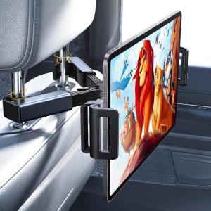 imageLISEN Tablet iPad Holder for Car Mount Headrest Must Have iPad Car Holder Back Seat Travel Accessories Long Road Trip Essentials for Kids Adults Fits All 47129quot Devices ampamp Headrest Rod BlackBlack