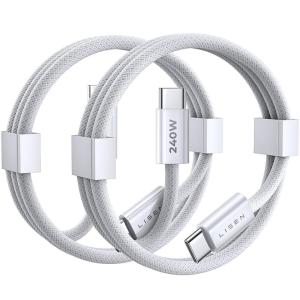 imageLISEN USB C to USB C Cable Fast Charging Cords 240W Type C Charger Fast Charging Cord Type C Cable for iPhone 16 15 iPad MacBook Pro Air Samsung S25 Switch33ft33ft2 PackMidnightWhite