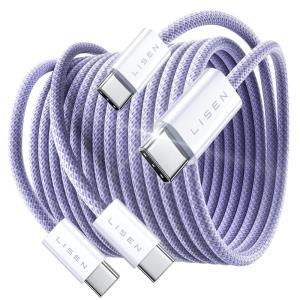 imageLISEN USB C to USB C Cable Fast Charging Cords 240W Type C Charger Fast Charging Cord Type C Cable for iPhone 16 15 iPad MacBook Pro Air Samsung S25 Switch33ft33ft2 PackMidnightPurple