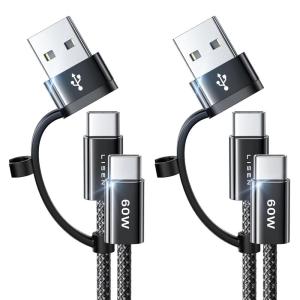 imageLISEN for iPhone 16 Type Charger Cable 2 Pack66ft 60W USB C for iPhone Charger Fast Charging USB A to USB C Cable for Apple USB to Cable Fit iPad mini Pro Air MacBook SamsungBlack