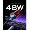 image48W USB C Car Fast Charger Adapter with 60W 33ft Nylon Braided Type C Cable LISEN Compact Cigarette Lighter All Metal USB Charger PDampampQC30 Dual Port for Samsung S22PixelAndroidiPadRed