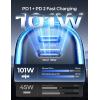 imageLISEN 101W USB C Car Charger 4 Port Super Fast Charging Car Charger Adapter PD30 ampamp QC30 Cigarette Lighter Car USB Charger Multi Port with CableCompatible with iPhone 15 Pro Max 14 Samsung S24 iPad