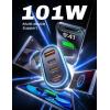 imageLISEN 101W USB C Car Charger 4 Port Super Fast Charging Car Charger Adapter PD30 ampamp QC30 Cigarette Lighter Car USB Charger Multi Port with CableCompatible with iPhone 15 Pro Max 14 Samsung S24 iPad