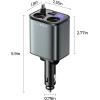 imageLISEN Car Cigarette Lighter Splitter Metal 90W Dual Cigarette Lighter Adapter Metal with PD30W Retractable Car Charger LED Voltage12V24V Car Charger Splitter for iPhone 16 GPS DashCamDark Grey