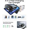 imageLISEN Retractable Car Charger 69W USB C Car Accessories Adapter for iPhone 16 USB C Charger Fast Charging Fathers Day for Gifts Travel Essentials Gifts for Women Men for iPhone 16 15 14 13 12Black