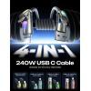 imageLISEN USB C to Lightning Cable 240W 4 in 1 Charging Cable 66FT Chubby USB AC to CLightning with Light for iPhone 16e 16 15 14 ProMacBookiPadSamsung S25Switch 2 Multi Chargers for All DevicesGrey