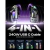 imageLISEN USB C to Lightning Cable 240W 4 in 1 Charging Cable 66FT Chubby USB AC to CLightning with Light for iPhone 16e 16 15 14 ProMacBookiPadSamsung S25Switch 2 Multi Chargers for All DevicesPurple