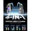 imageLISEN USB C to Lightning Cable 240W 4 in 1 Charging Cable 66FT Chubby USB AC to CLightning with Light for iPhone 16e 16 15 14 ProMacBookiPadSamsung S25Switch 2 Multi Chargers for All DevicesBlue