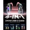 imageLISEN USB C to Lightning Cable 240W 4 in 1 Charging Cable 66FT Chubby USB AC to CLightning with Light for iPhone 16e 16 15 14 ProMacBookiPadSamsung S25Switch 2 Multi Chargers for All DevicesPink