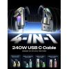 imageLISEN USB C to Lightning Cable 240W 4 in 1 Charging Cable 66FT Chubby USB AC to CLightning with Light for iPhone 16e 16 15 14 ProMacBookiPadSamsung S25Switch 2 Multi Chargers for All DevicesBlack