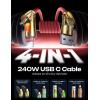 imageLISEN USB C to Lightning Cable 240W 4 in 1 Charging Cable 66FT Chubby USB AC to CLightning with Light for iPhone 16e 16 15 14 ProMacBookiPadSamsung S25Switch 2 Multi Chargers for All DevicesRed