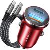 image48W USB C Car Fast Charger Adapter with 60W 33ft Nylon Braided Type C Cable LISEN Compact Cigarette Lighter All Metal USB Charger PDampampQC30 Dual Port for Samsung S22PixelAndroidiPadRed