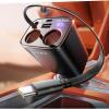 imageLISEN Car Cigarette Lighter Splitter Metal 90W Dual Cigarette Lighter Adapter Metal with PD30W Retractable Car Charger LED Voltage12V24V Car Charger Splitter for iPhone 16 GPS DashCamBlack