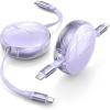 imageLISEN Retractable USB C Cable 2 Pack 60W3A Fast Charge 4Stage Length Preset for iPhone 15Pro MaxPlusPro iPad Pro MacBook Samsung Charger Cord Purple