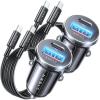 imageLISEN Super Fast iPhone 16 Car Charger USB C 99 Alloy  Turbo Cables2 Pack 54W iPhone 15 Type C Car Charger Fast Charging Cigarette Lighter Adapter for iPhone 16e Pro Max Plus15Samsung S25 UltraBlack
