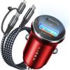 imageLISEN USB C Car Charger USB Adapter Mini ampamp Metal iPhone 16 Car Charger Fast Charging PD 30 Cigarette Lighter Adapter USBC for iPhone 16 Pro Max Plus 15 14 13 BlackRed