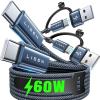 imageLISEN USBC to USBC Cable 3Pack 33ft33ft66ft 60W Fast Charging USB A to USB C Cable for iPhone 15 CarPlay Cable Braided TypeC Charger Cable for iPad Pro Samsung S24 Ultra Android MacBookMidnight