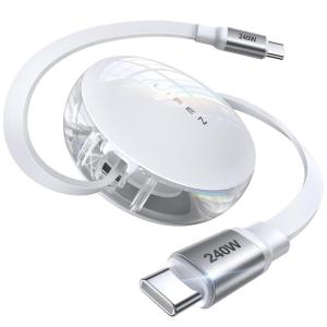imageLISEN 240W Retractable USB C Cable USB C to C Retractable Car Charger Cable Phone Charger Cord Fast Charging for iPhone 16 15 Pro Max PlusiPadMacBookSamsung S24 Travel EssentialsWhite
